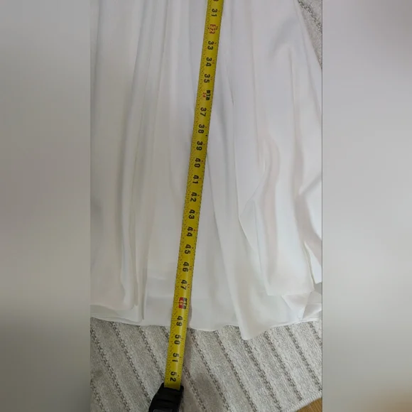 Off White Boatneck Midi Wedding Dress Romantic Lace-Up Back and bow Sz 6 NEW - Picture 15 of 16